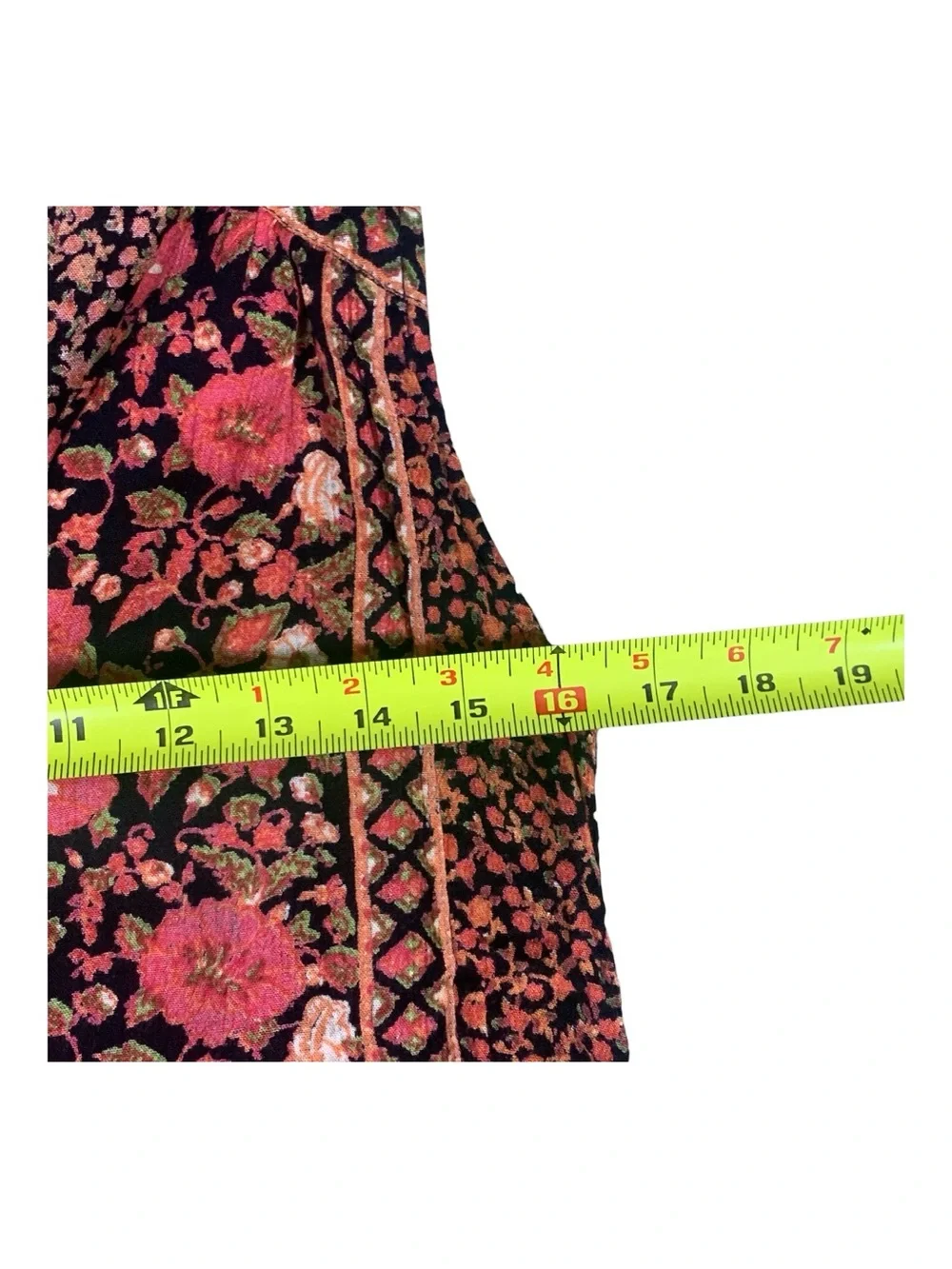 Free‎ People Coral Black Floral Geometric Romper Boho Coastal Cottagecore XS